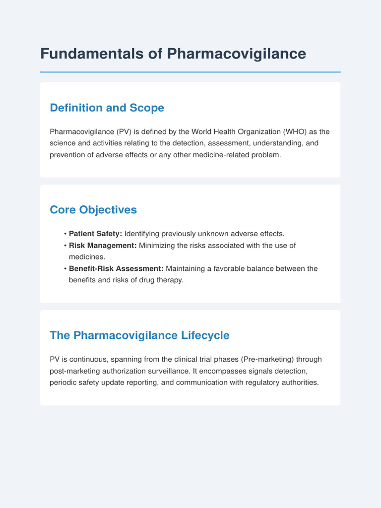Pharmacovigilance Overview | PDF