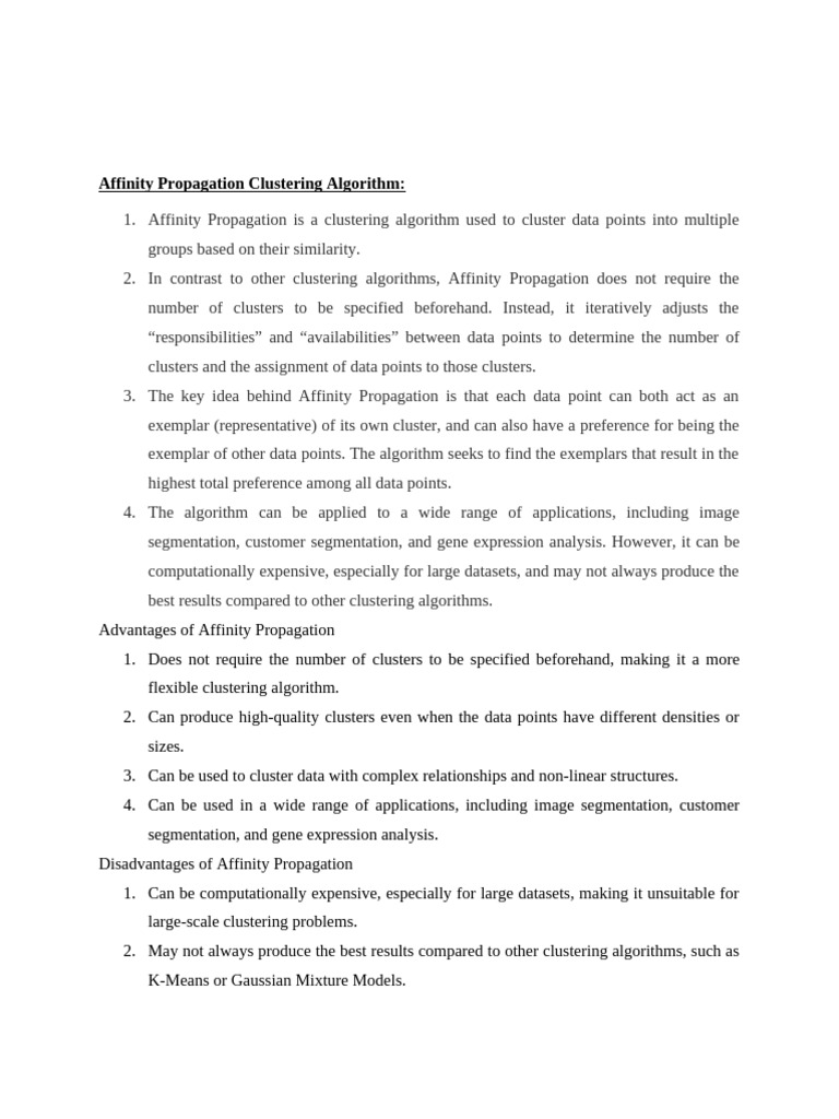 Affinity Propagation Clustering Algorithm | PDF | Cluster Analysis ...