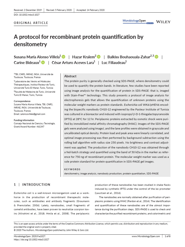 A Protocol for Recombinant Protein Quantification By | PDF | Gel ...