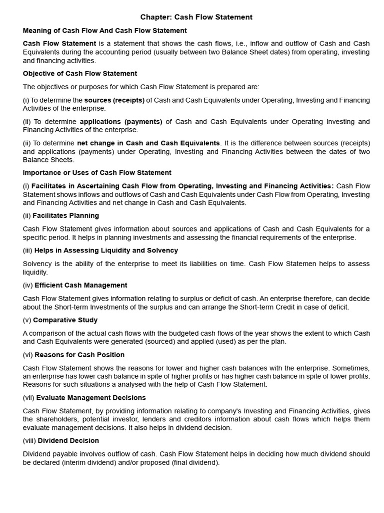 83. Cash Flow Statement-Theory Notes | PDF | Cash Flow Statement | Dividend