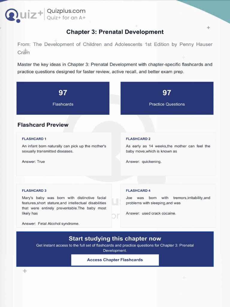 Flashcards for Chapter 3 Prenatal Development | PDF