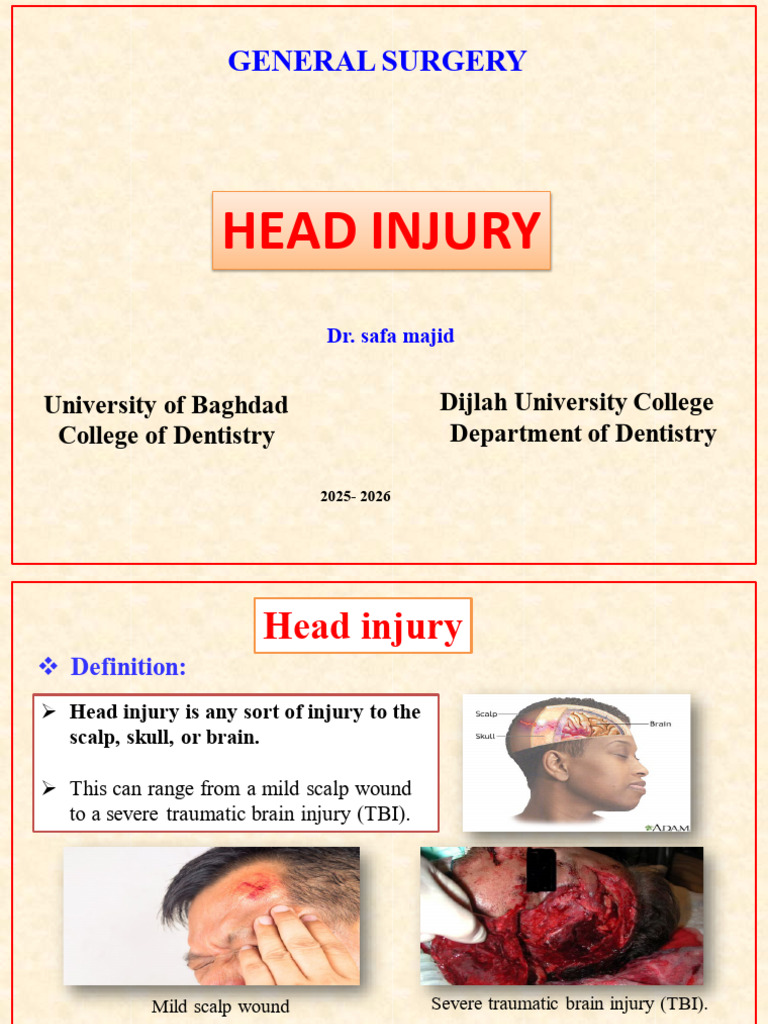 12 Dentistry L12 Head Injury | PDF | Traumatic Brain Injury | Medical ...