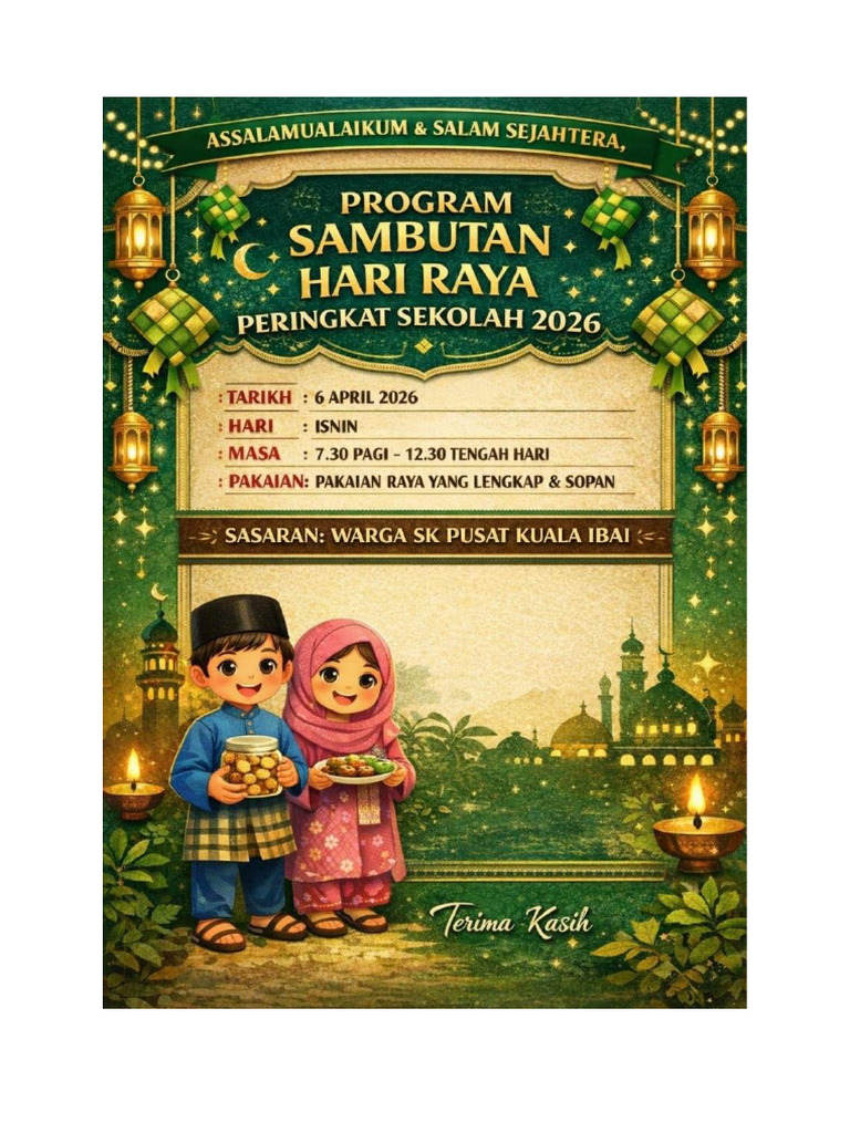 Program Sambutan Hari Raya Peringkat Sekolah Tahun 2026 | PDF