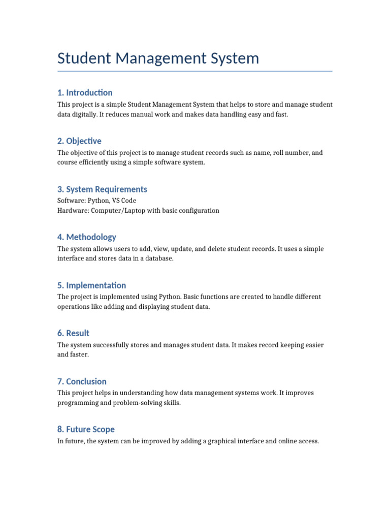 Student Management System Project-1 | PDF