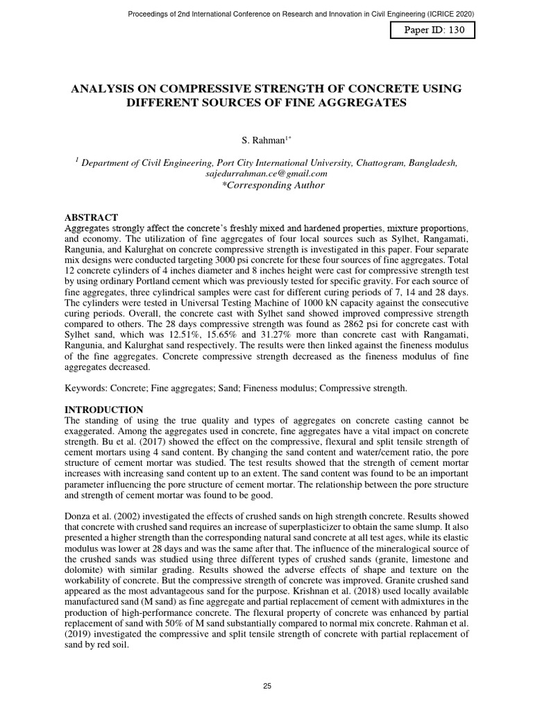 Analysis on Compressive Strength of Conc | PDF | Concrete ...