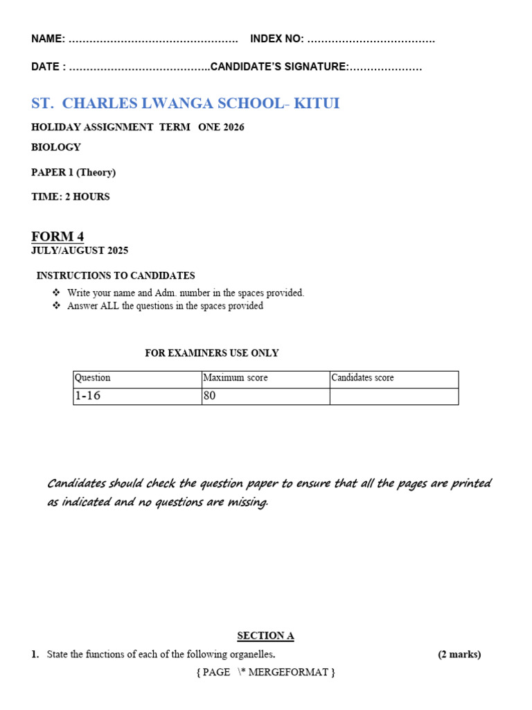 f4 Bio Assignment | PDF | Biology