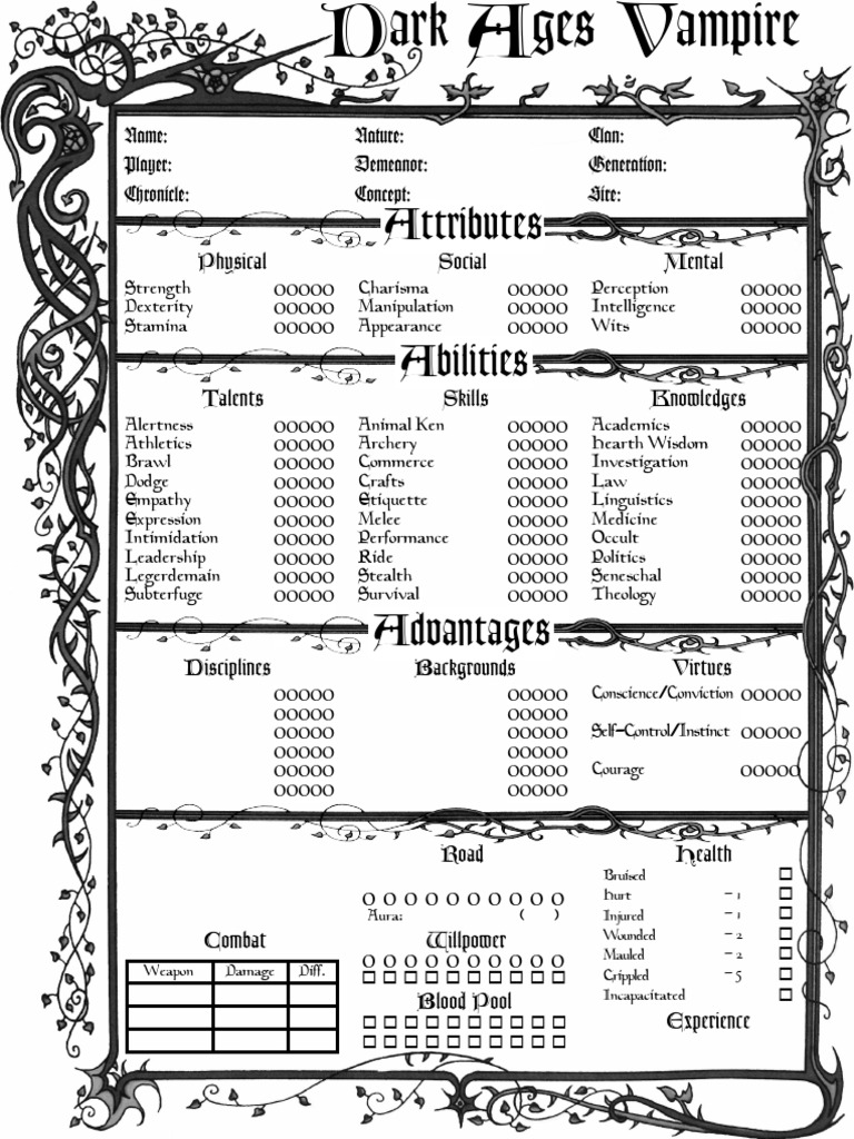 DarkAges_Vampire_1-Pagev2_Interactive | PDF | Role Playing Games