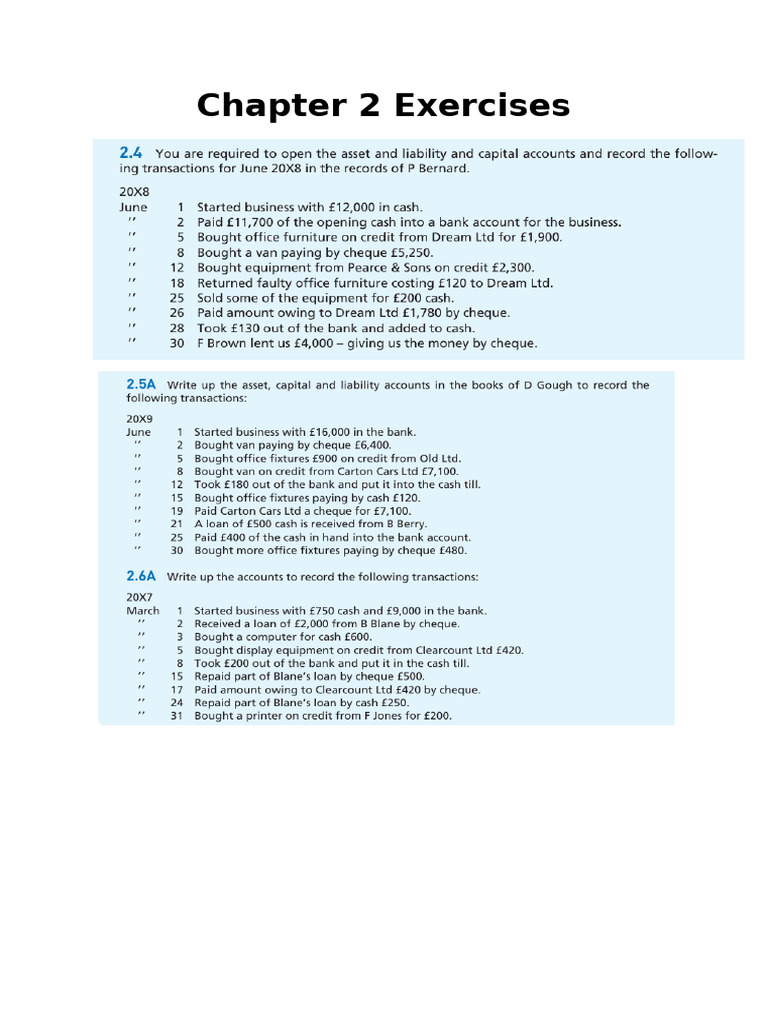 Chapter 2 Exercises | PDF