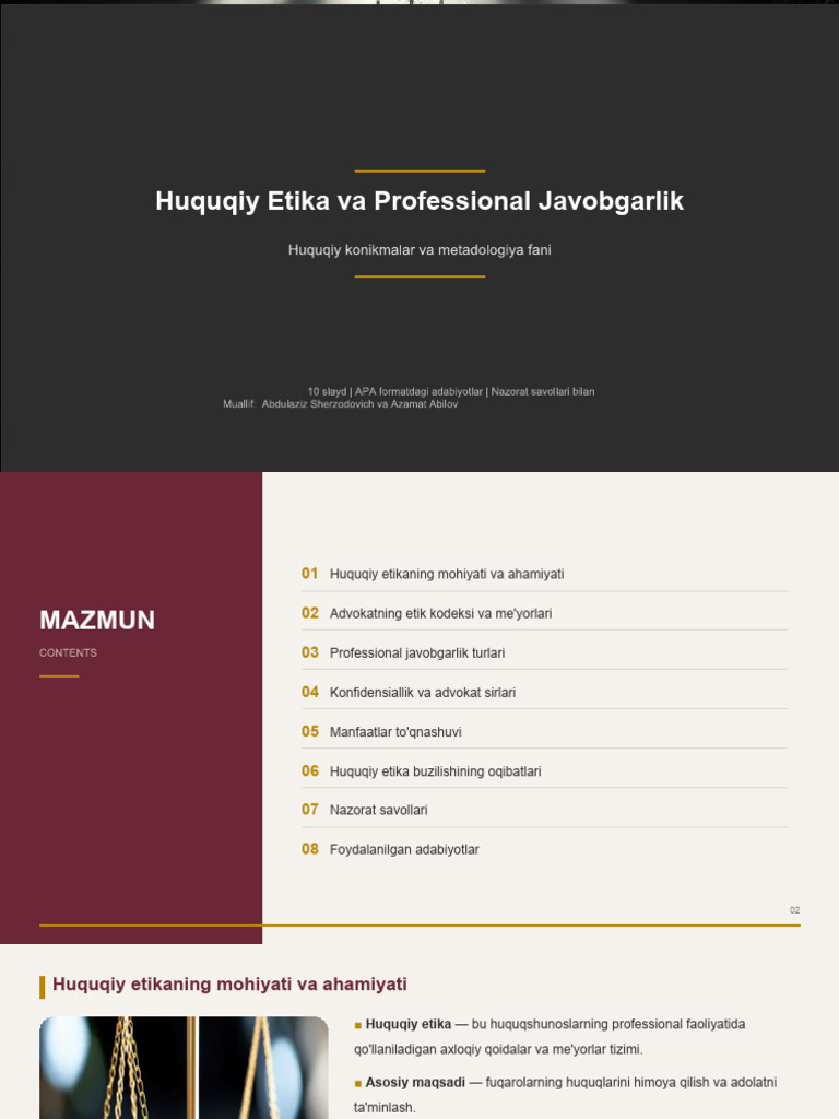 Huquqiy Etika Va Professional Javobgarlik-compressed | PDF