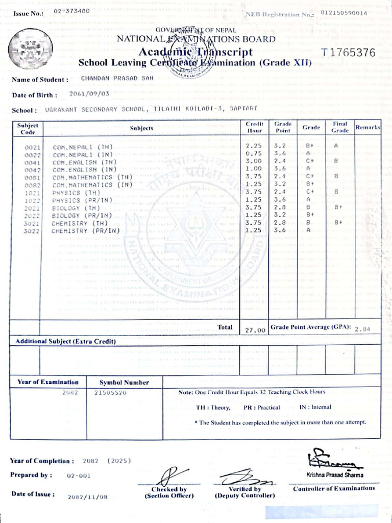 +2 Marksheet _7 | PDF