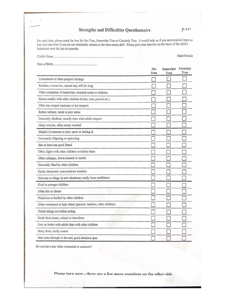 Strengths and Difficulties Questionnaire | PDF