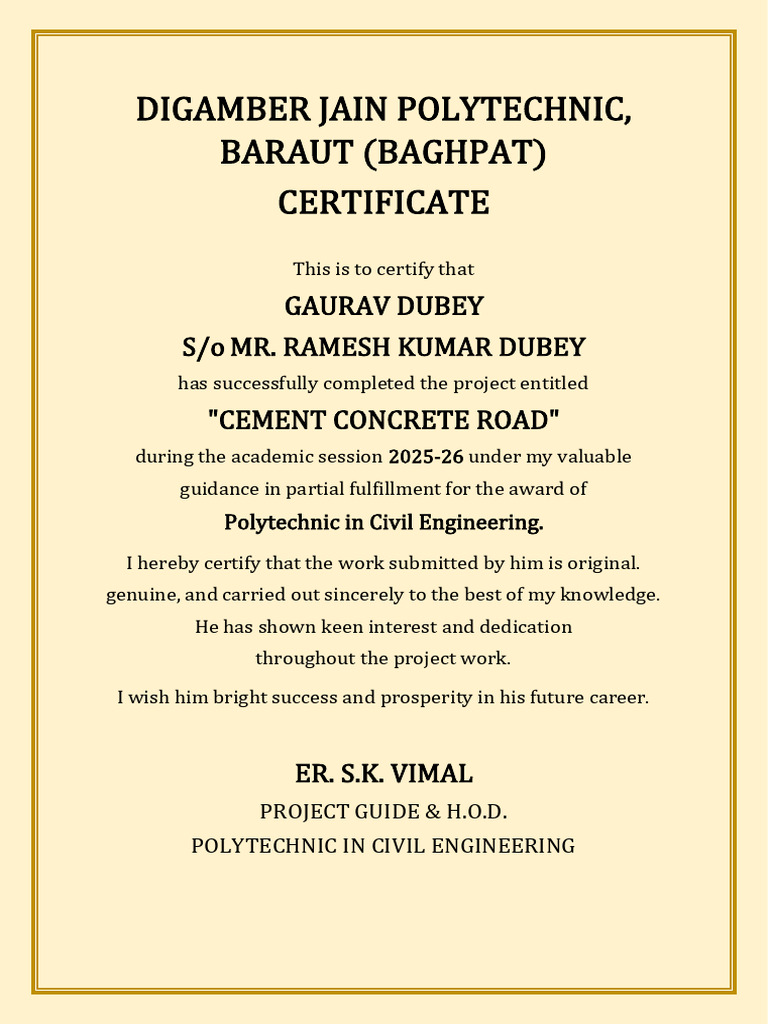 Digamber Jain Polytechnic Certificate | PDF