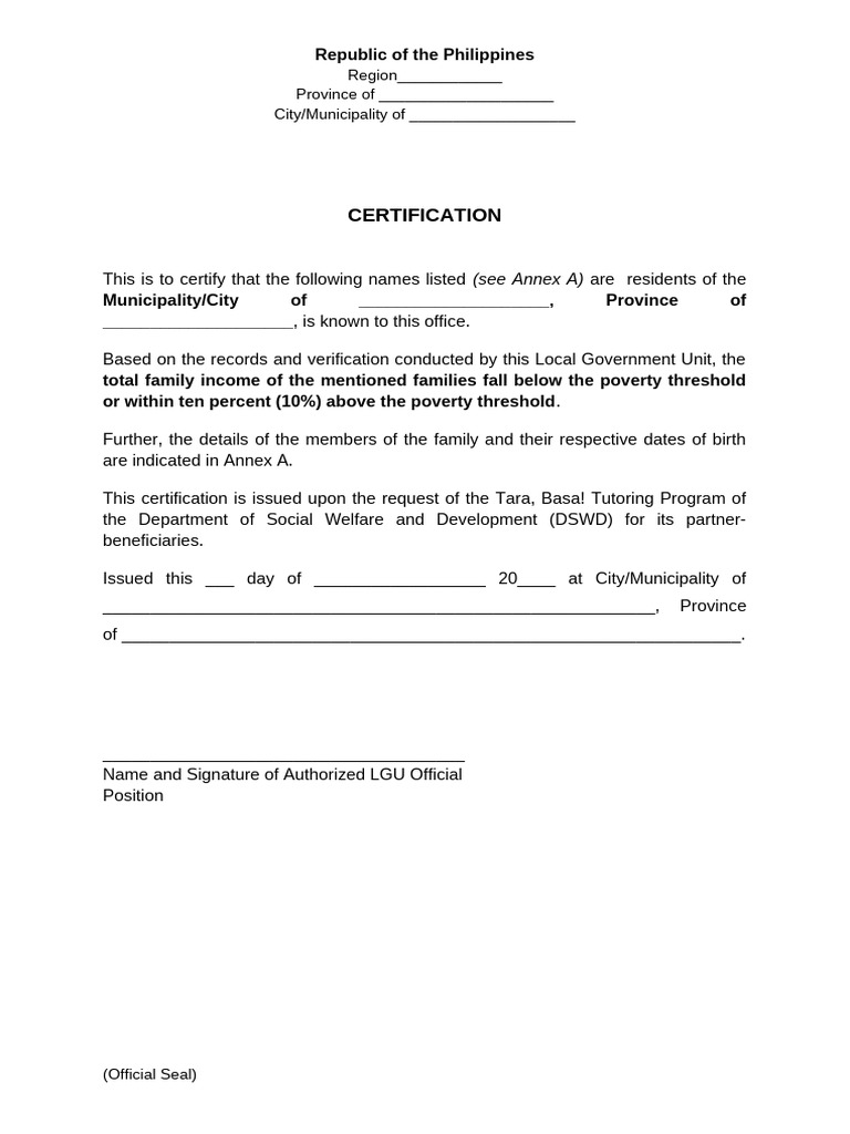 LGU Certification | PDF