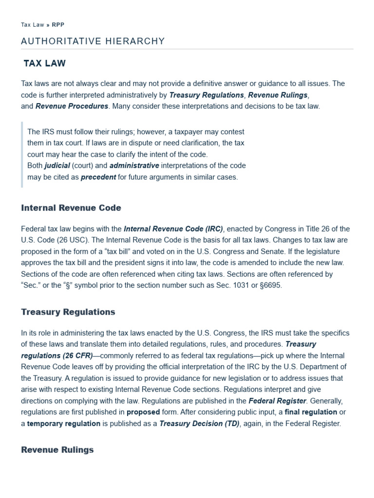 17-Tax Law - Authoritative Hierarchy | PDF | Internal Revenue Service ...