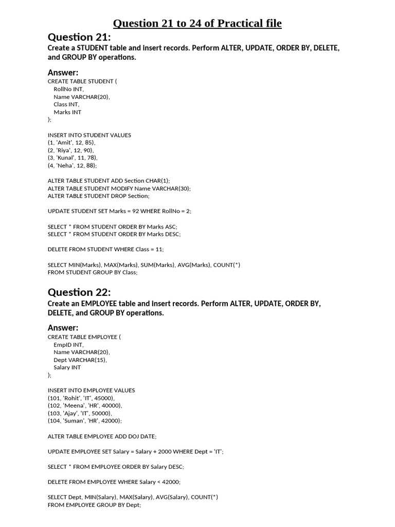 Question 21 to 24 of Practical File | PDF | Computer Programming