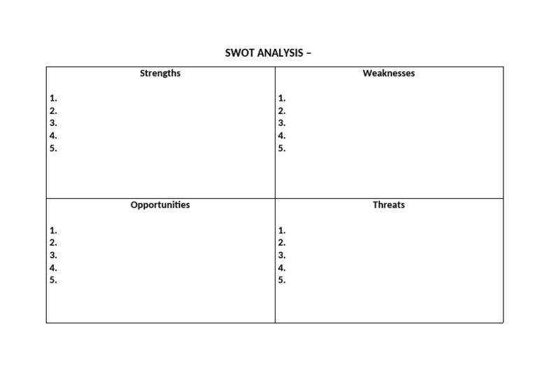 5. Swot Analysis Template | PDF