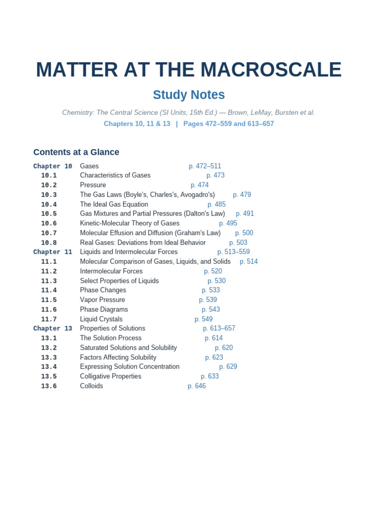 Matter_Macro_Scale_Notes_Ch10_11_13 (1) | PDF | Gases | Solvation