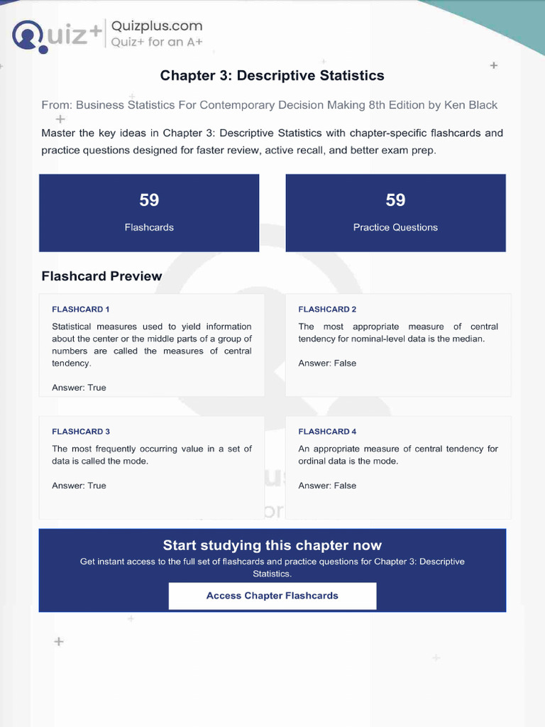 Flashcards For Chapter 3 Descriptive Statistics | PDF