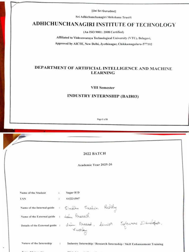 Sagar Xworkz Internship ExternalGuideReport | PDF
