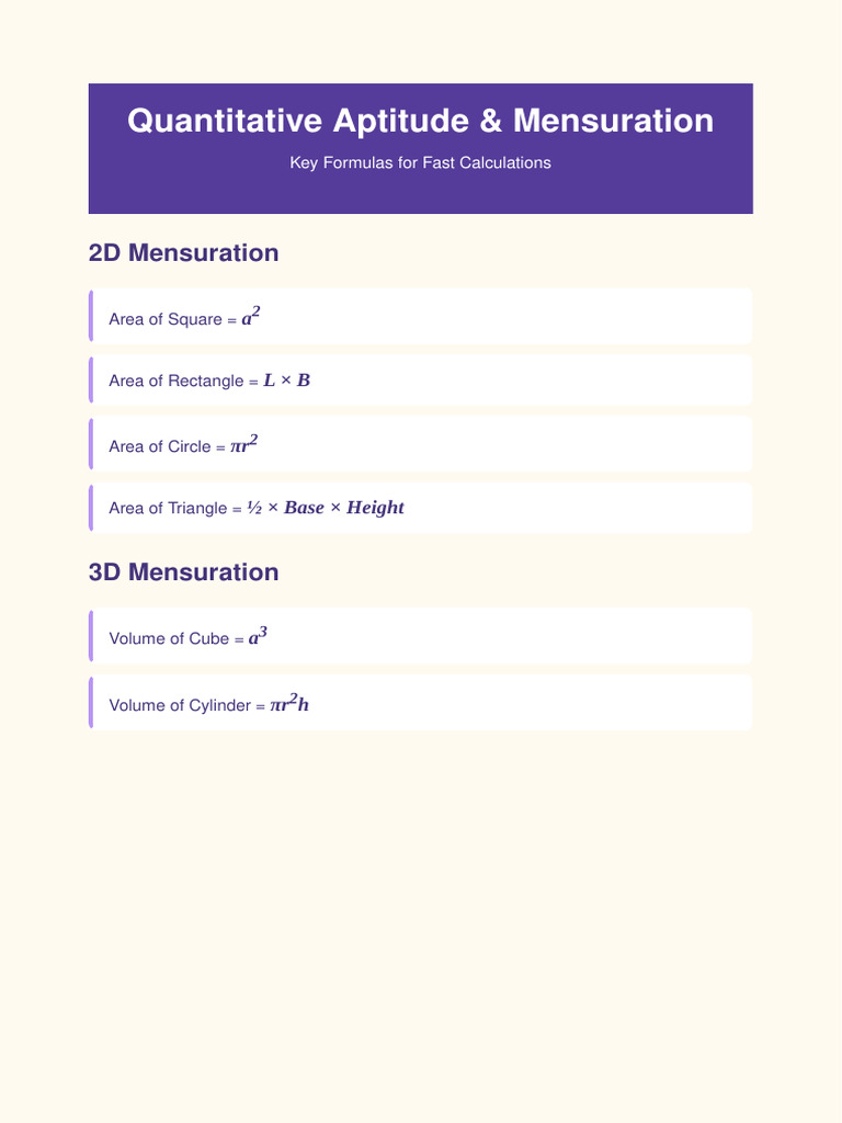 Quantitative Aptitude Formulas | PDF