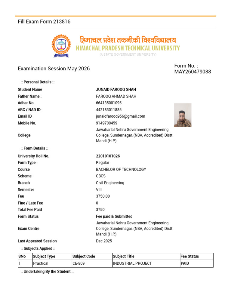 exam form | PDF