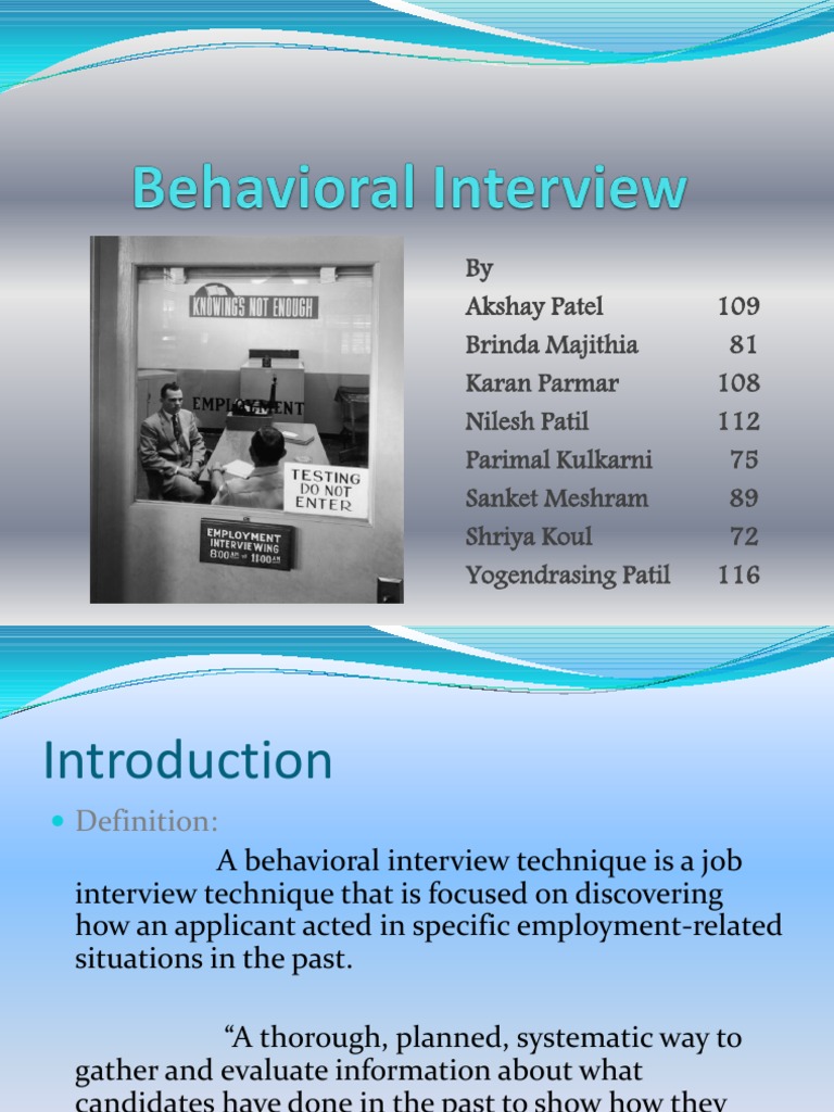 Behavioral Interview 01 | PDF | Job Interview | Social Psychology
