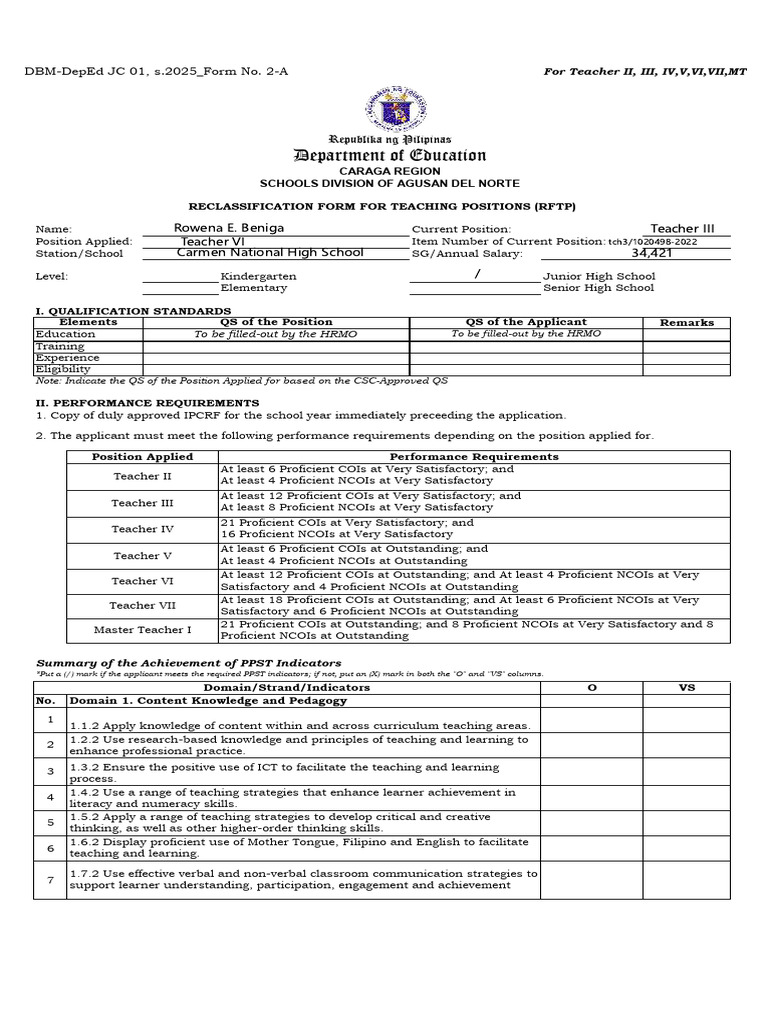 Annex-B-1_RFTP-DBM-DepEd-JC-01-s.2025_Form-No.-2-A-v2 | PDF | Learning ...