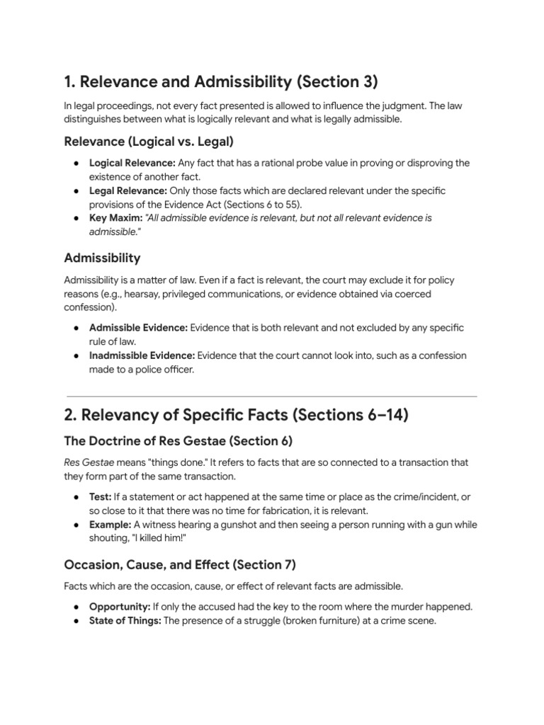 Relevance and Admissibility _1. Concepts of Relev... | PDF | Confession ...