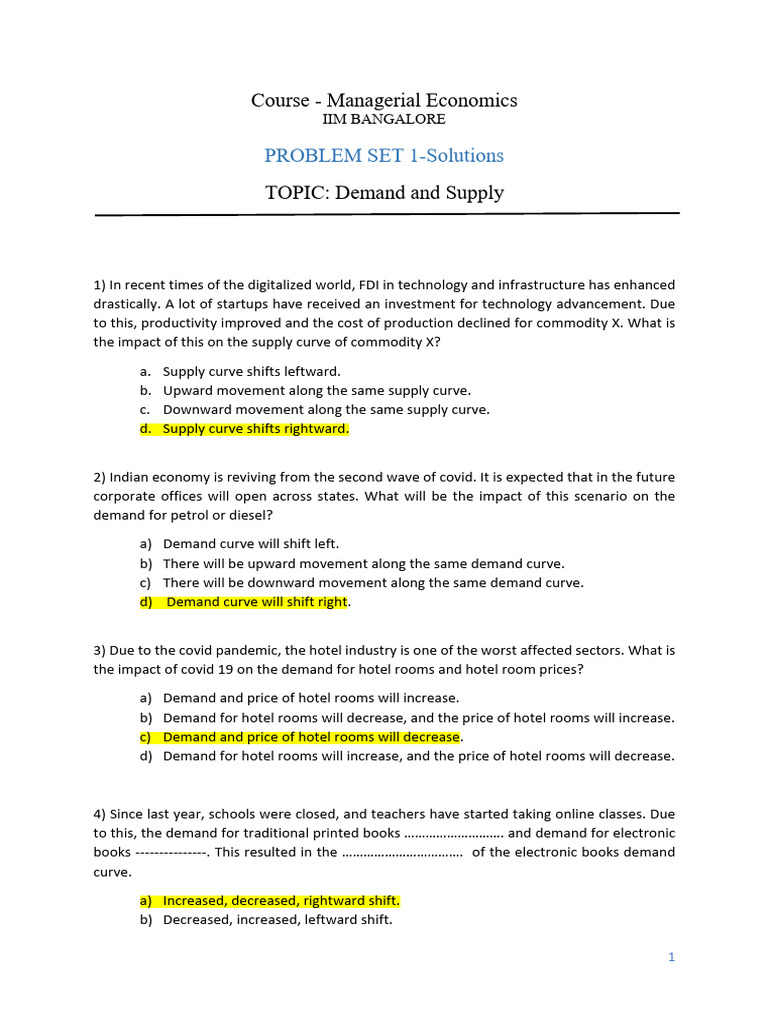 ME Problem Set 1 Updated | PDF | Demand | Demand Curve