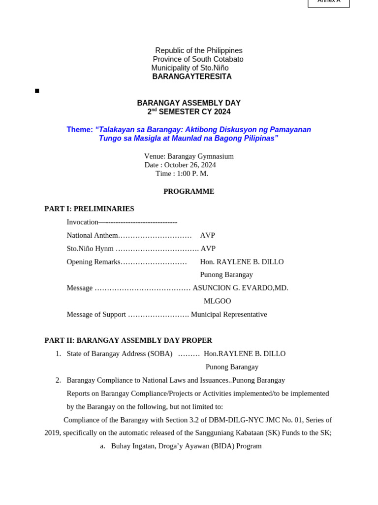 Annex a - Programme Template | PDF