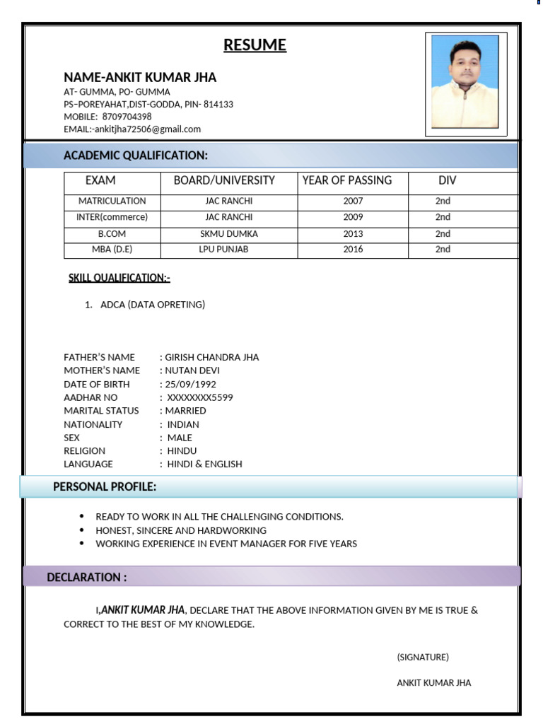 Resume New Format | PDF