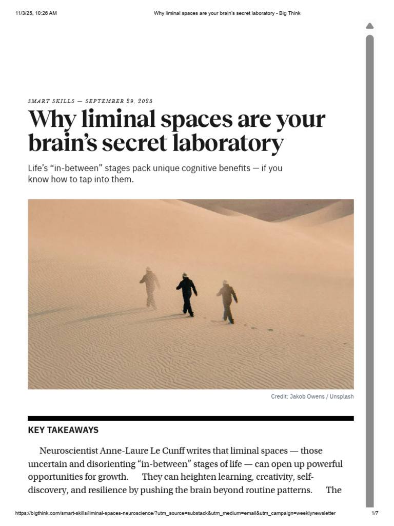 Why Liminal Spaces Are Your Brain’s Secret Laboratory - Big Think | PDF ...