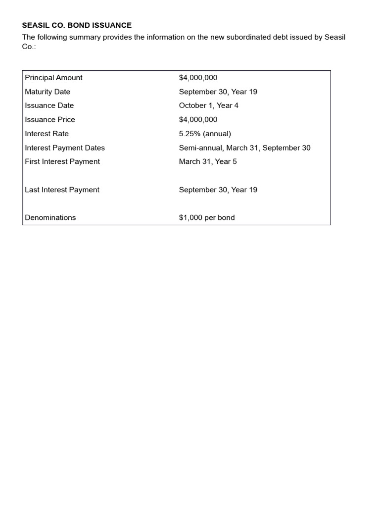 Seasil Co. Bond Issuance | PDF