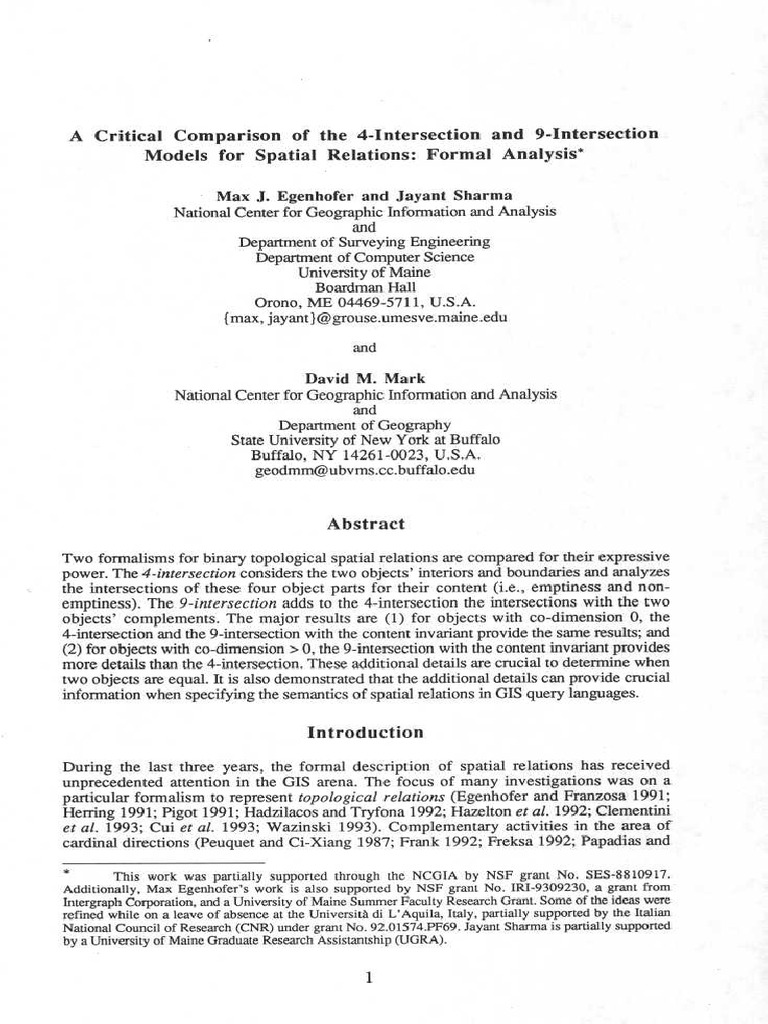 A Critical Comparison of the 4 Intersection and 9 Intersection Models ...