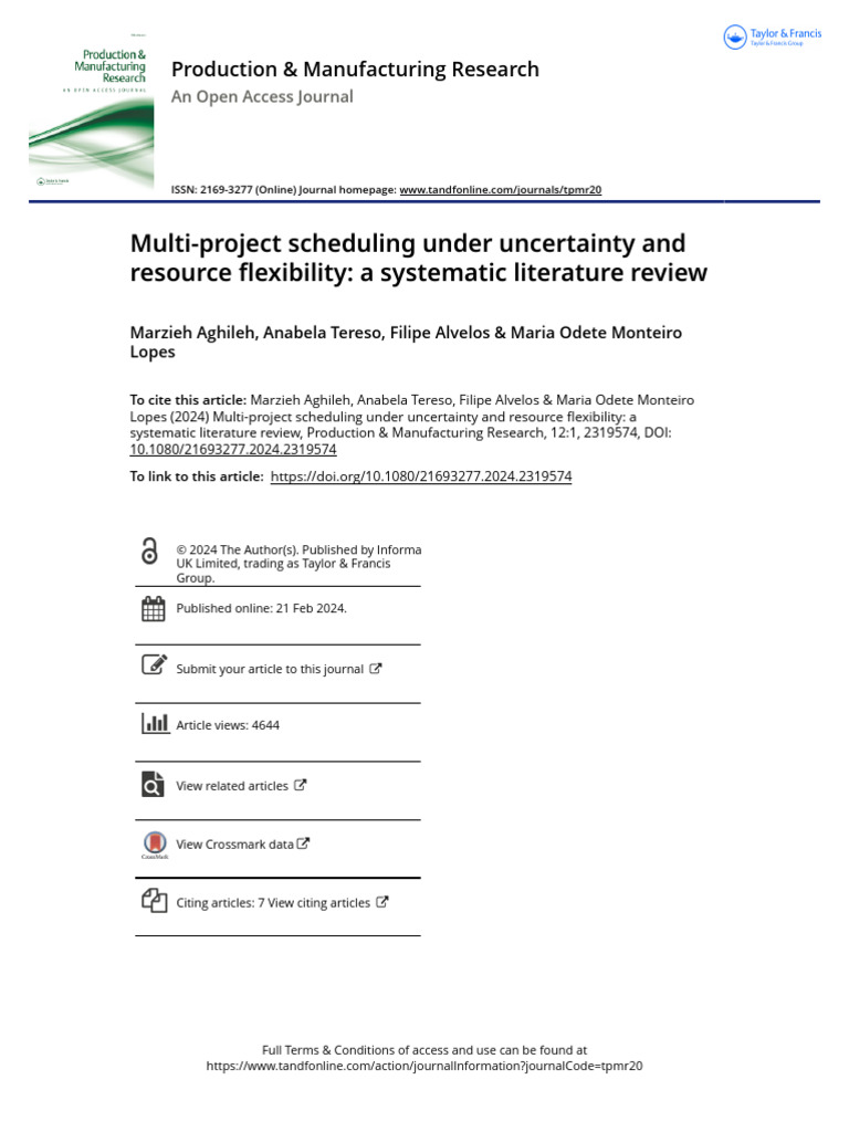 Multi-Project Scheduling Under Uncertainty and Resource Flexibility A ...