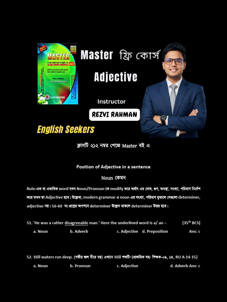 17. Position of Adjective Master book | PDF | Adjective | Adverb