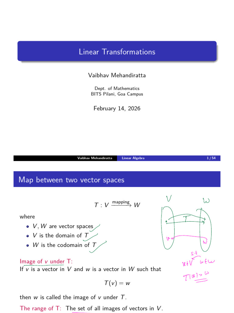 Lecture 14_Linear Transformations | PDF | Linear Map | Linear Algebra