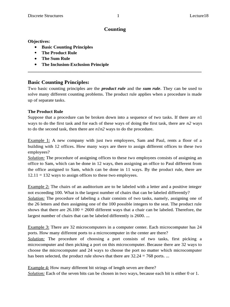 Lecture18 Counting Techniques | PDF | Number Theory | Arithmetic