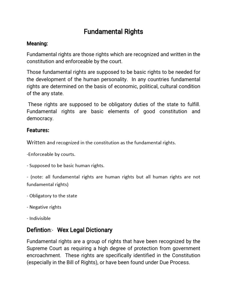 Fundamental Rights (1) | PDF