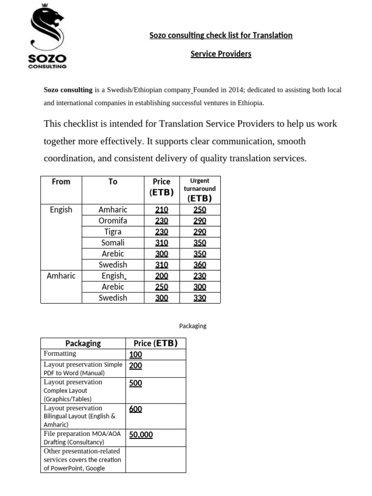 Check List for Translation From Eagle Translation, Localization ...