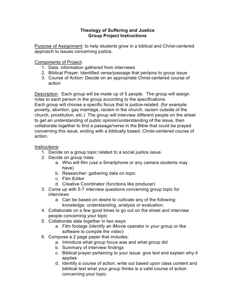 Justice and Suffering Group Project Guide | PDF