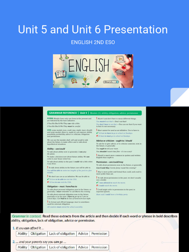 Unit 5 and Unit 6 Presentation 2ESO | PDF