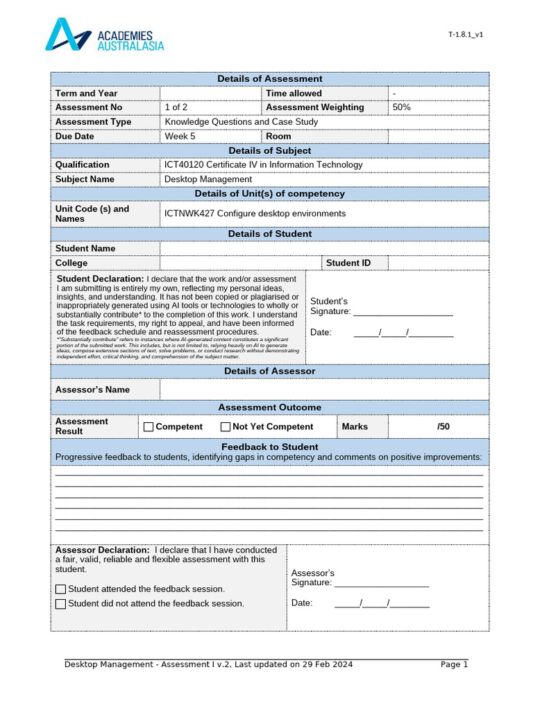 Assessment I - Desktop Management | PDF | Operating System ...
