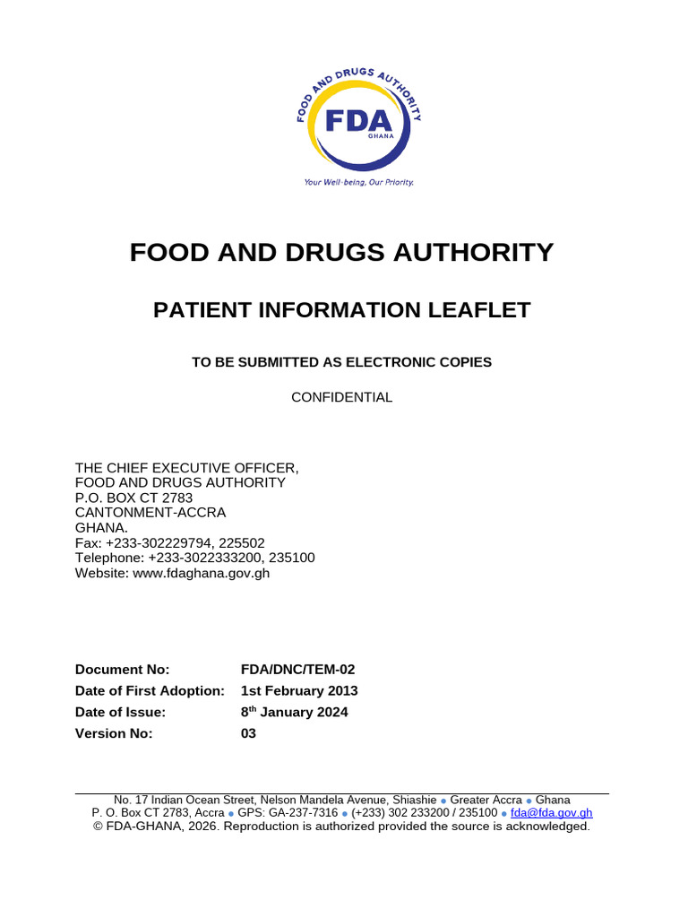 Patient Information Leaflet Template | PDF | Food And Drug ...
