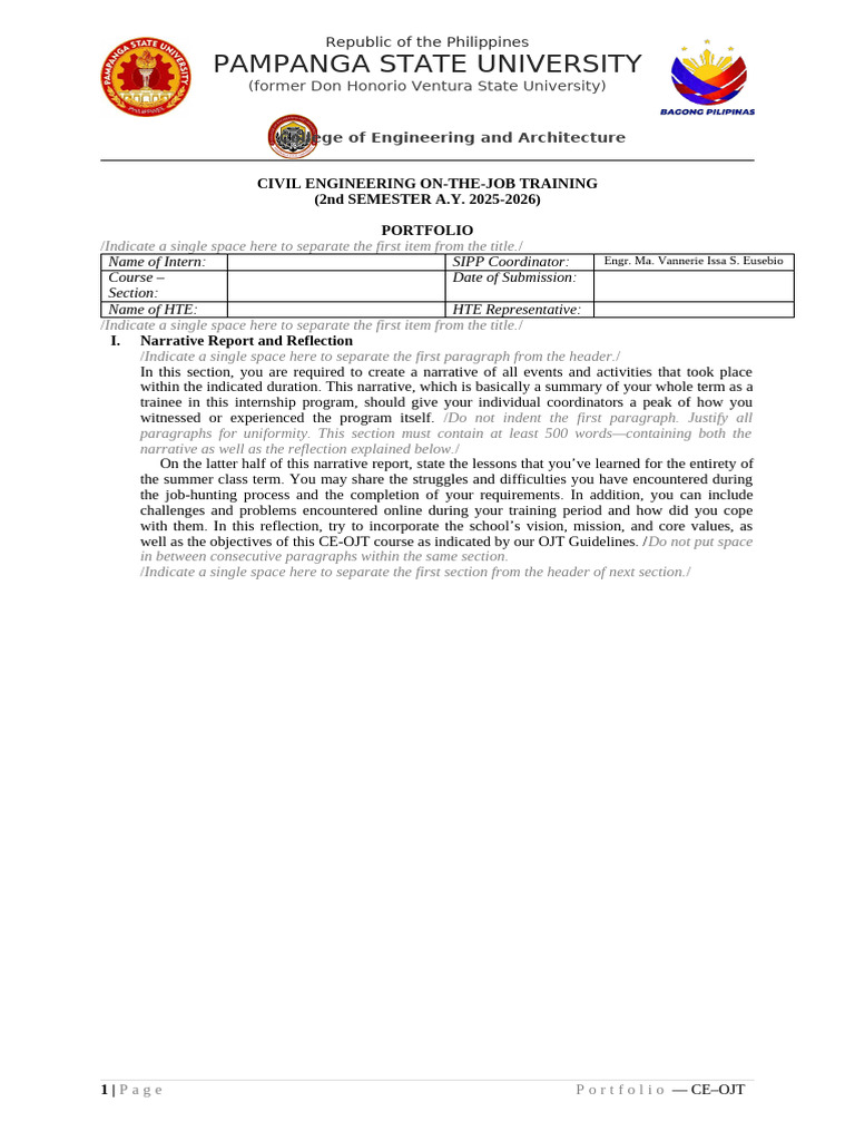 Ce Ojt Portfolio Format | PDF