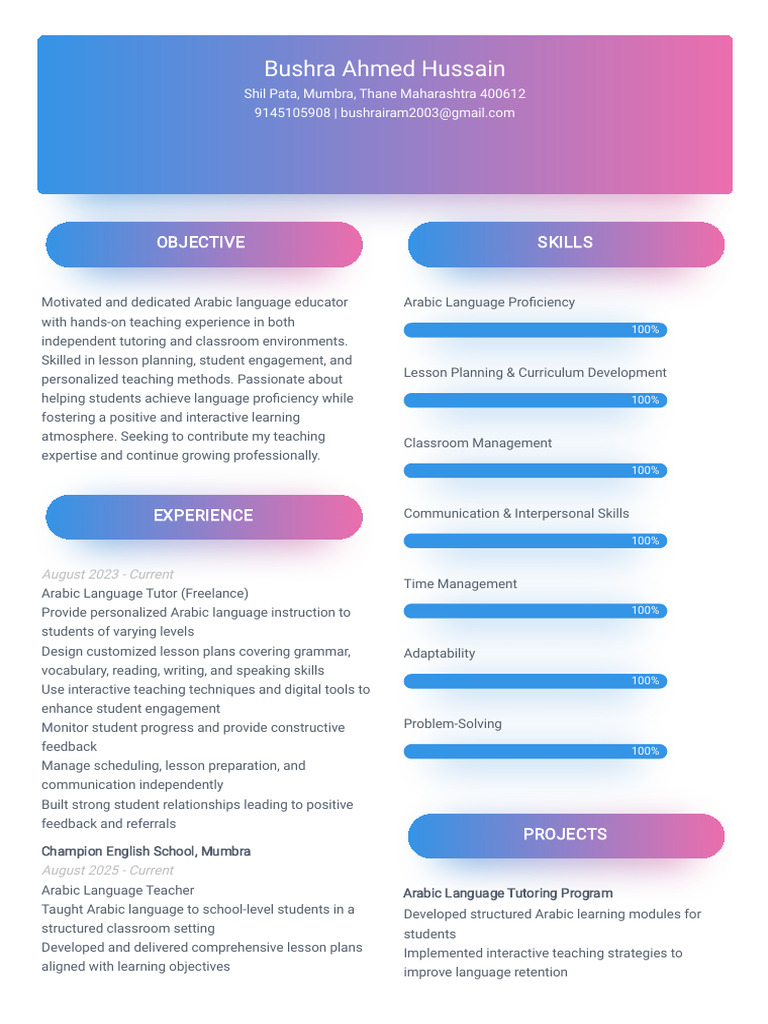 CV_2026041620192966 | PDF | Lesson Plan | Teachers