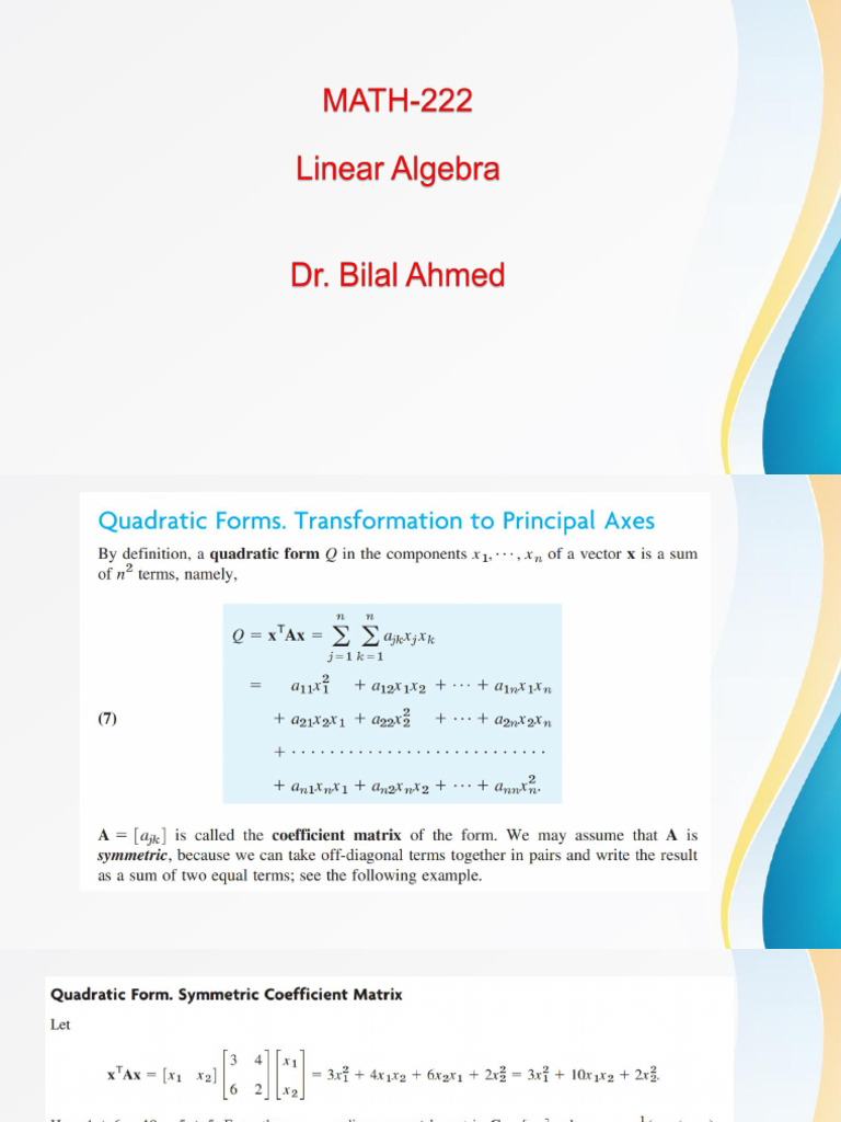 14 Quadratic form Principal axis | PDF