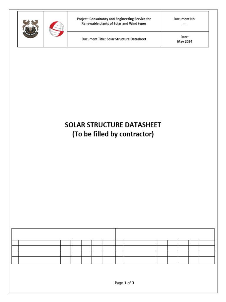 Solar Structure Data Sheet (to Be Filled) | PDF