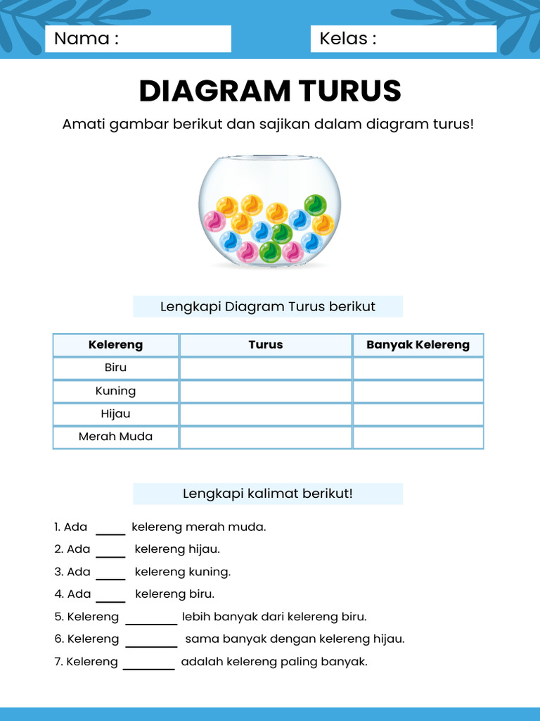 Lembar Kerja Diagram Turus Dalam Gaya Ilustratif Biru Muda | PDF