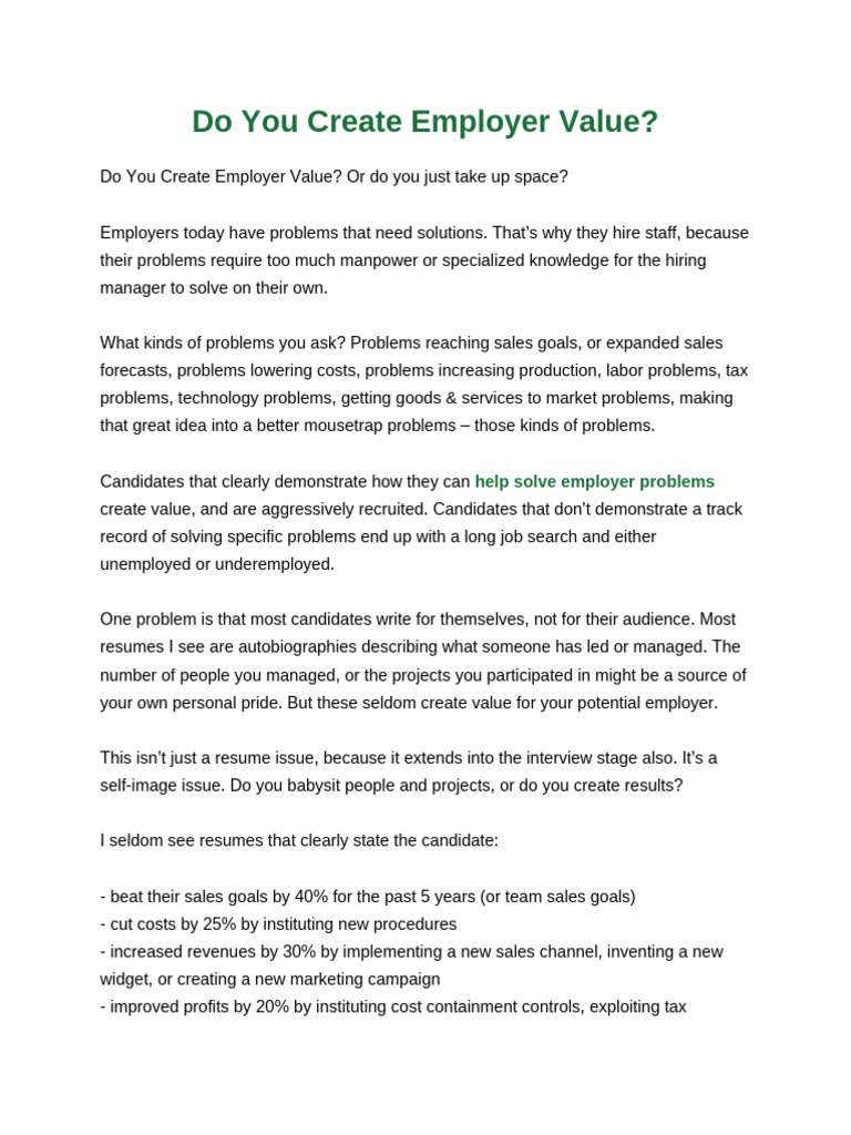 Do You Create Employer Value | PDF | Employment | Taxes